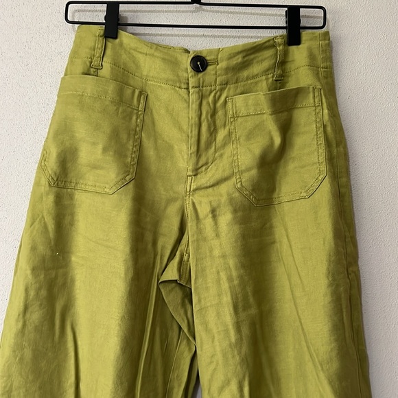 MAEVE Lime Green Linen Colette Long Shorts - Picture 2 of 6
